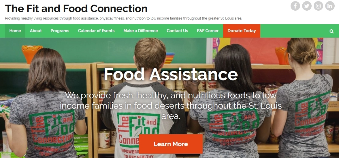 The Fit and Food Connection homepage.