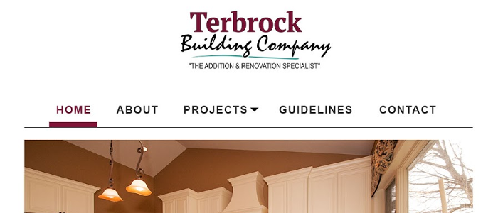 A prototype for the Terbrock Building Company homepage.